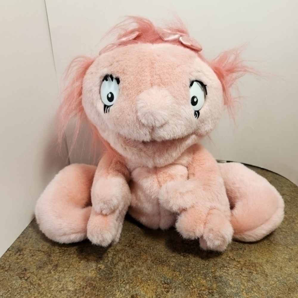 Pinky Full‎ Body Hand Puppet Plush Long Pink Hair Pink Stuffed Animal Toy 13"